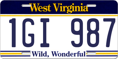 WV license plate 1GI987