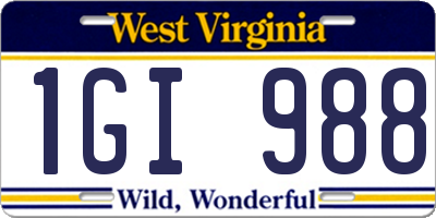 WV license plate 1GI988