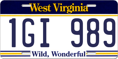 WV license plate 1GI989