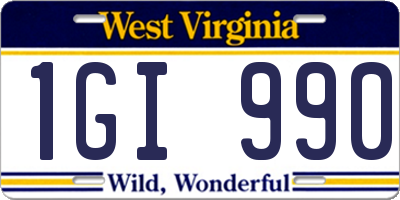 WV license plate 1GI990