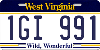 WV license plate 1GI991