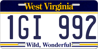 WV license plate 1GI992