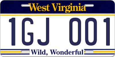 WV license plate 1GJ001