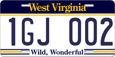 WV license plate 1GJ002
