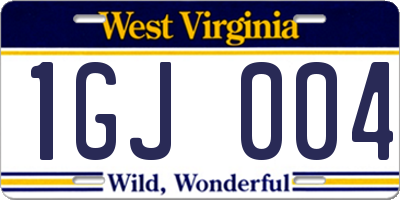 WV license plate 1GJ004
