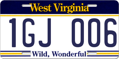 WV license plate 1GJ006
