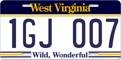 WV license plate 1GJ007