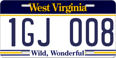 WV license plate 1GJ008