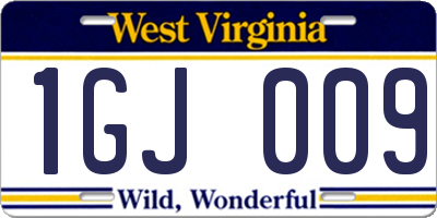 WV license plate 1GJ009