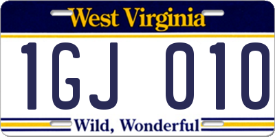 WV license plate 1GJ010