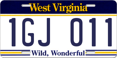 WV license plate 1GJ011