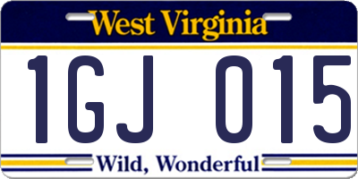 WV license plate 1GJ015