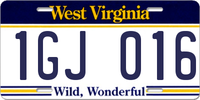 WV license plate 1GJ016