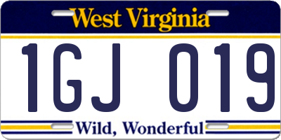 WV license plate 1GJ019