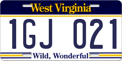 WV license plate 1GJ021