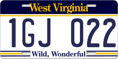 WV license plate 1GJ022