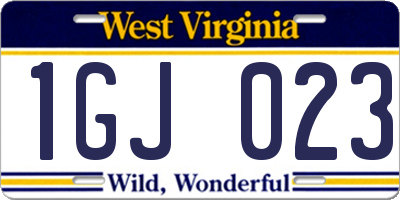 WV license plate 1GJ023