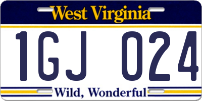 WV license plate 1GJ024