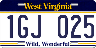 WV license plate 1GJ025