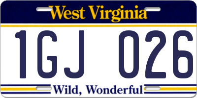 WV license plate 1GJ026