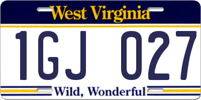 WV license plate 1GJ027