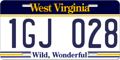 WV license plate 1GJ028