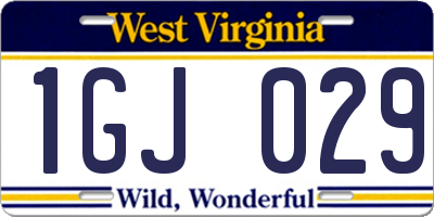 WV license plate 1GJ029