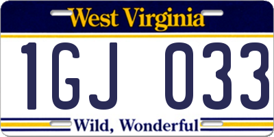 WV license plate 1GJ033