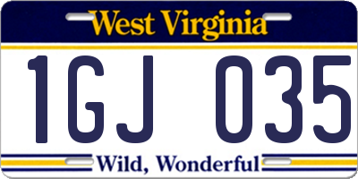 WV license plate 1GJ035