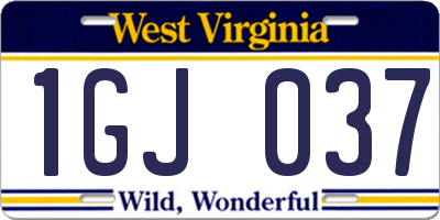 WV license plate 1GJ037