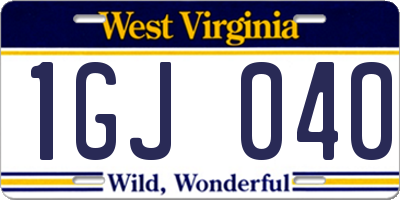 WV license plate 1GJ040