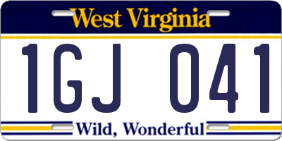 WV license plate 1GJ041