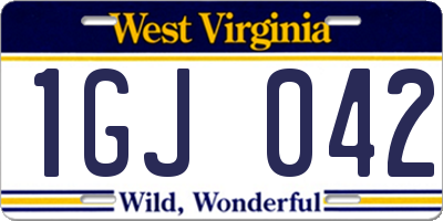 WV license plate 1GJ042