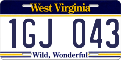 WV license plate 1GJ043