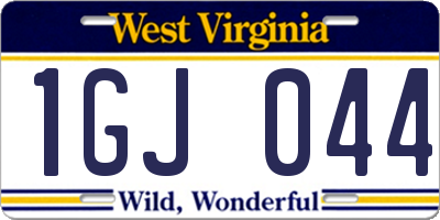 WV license plate 1GJ044