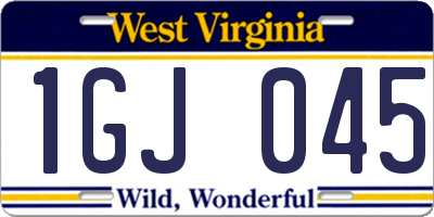 WV license plate 1GJ045