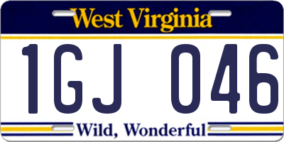 WV license plate 1GJ046