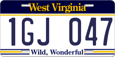 WV license plate 1GJ047