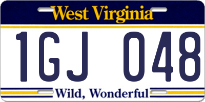WV license plate 1GJ048