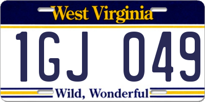 WV license plate 1GJ049