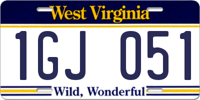 WV license plate 1GJ051