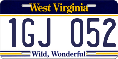WV license plate 1GJ052