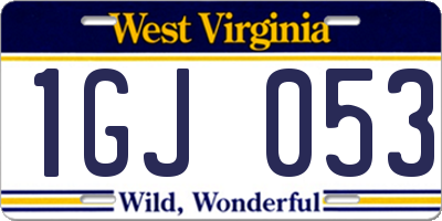 WV license plate 1GJ053