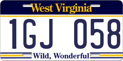 WV license plate 1GJ058