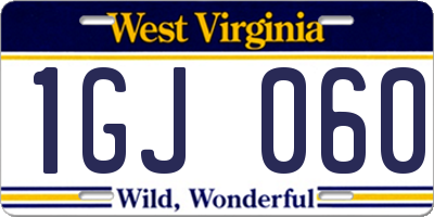 WV license plate 1GJ060