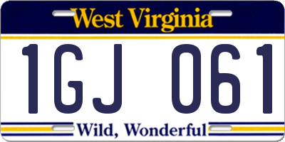 WV license plate 1GJ061