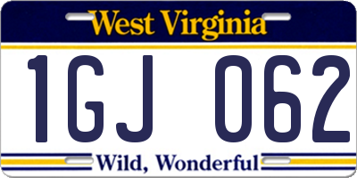 WV license plate 1GJ062