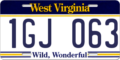 WV license plate 1GJ063