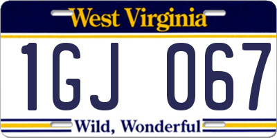 WV license plate 1GJ067