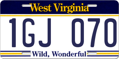 WV license plate 1GJ070